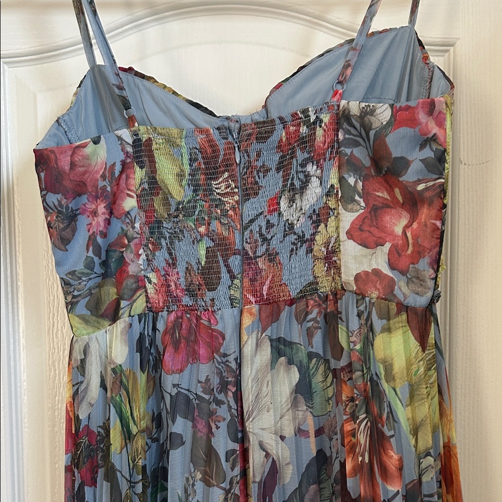 Aqua Multicolor Floral Maxi Dress - Picture 4 of 5